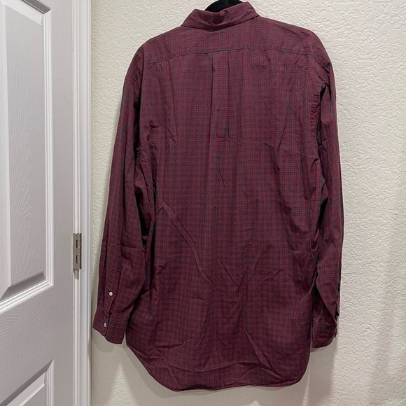 RALPH Lauren Polo Dark Burgundy Checkered Long Sleeve Button Shirt - Picture 7 of 8